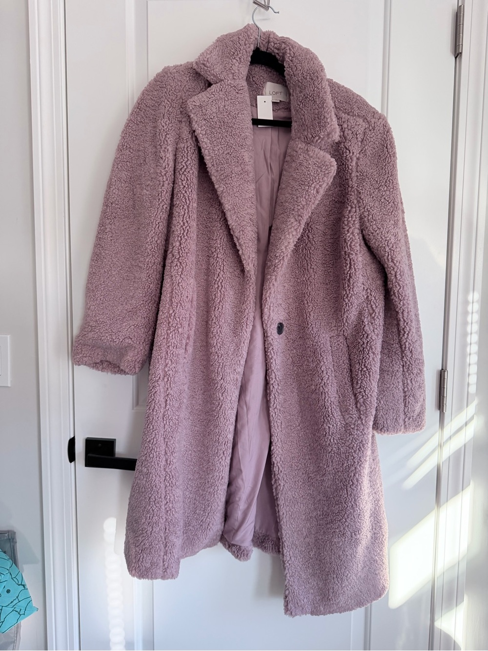 LOFT Plush Teddy Coat in Dusty Mauve